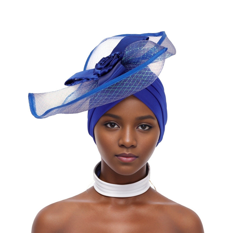 African Headscarf Elegant Exaggerated Large Flower Turban Muslim Hat Turban Hat