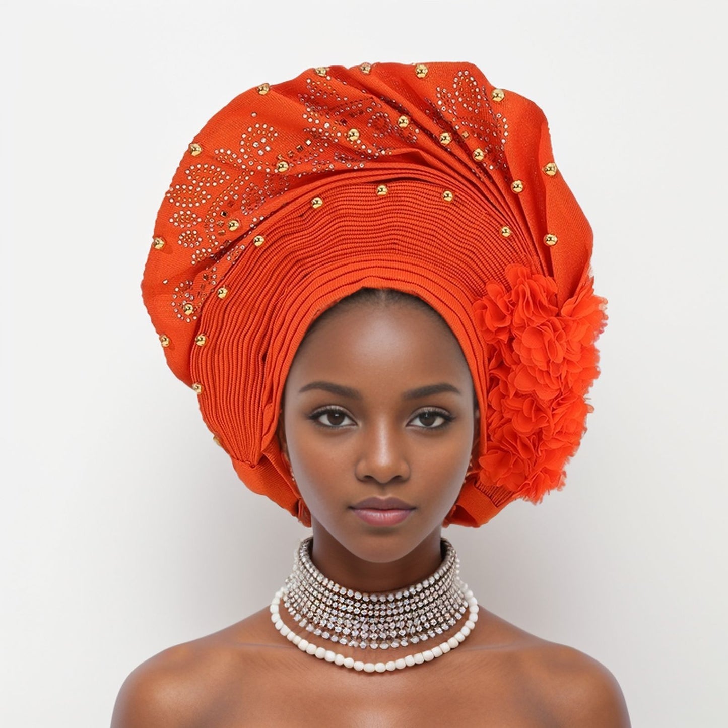 Adjustable Fashion Exquisite Handmade African Turban Hat Wedding Party Auto Gele