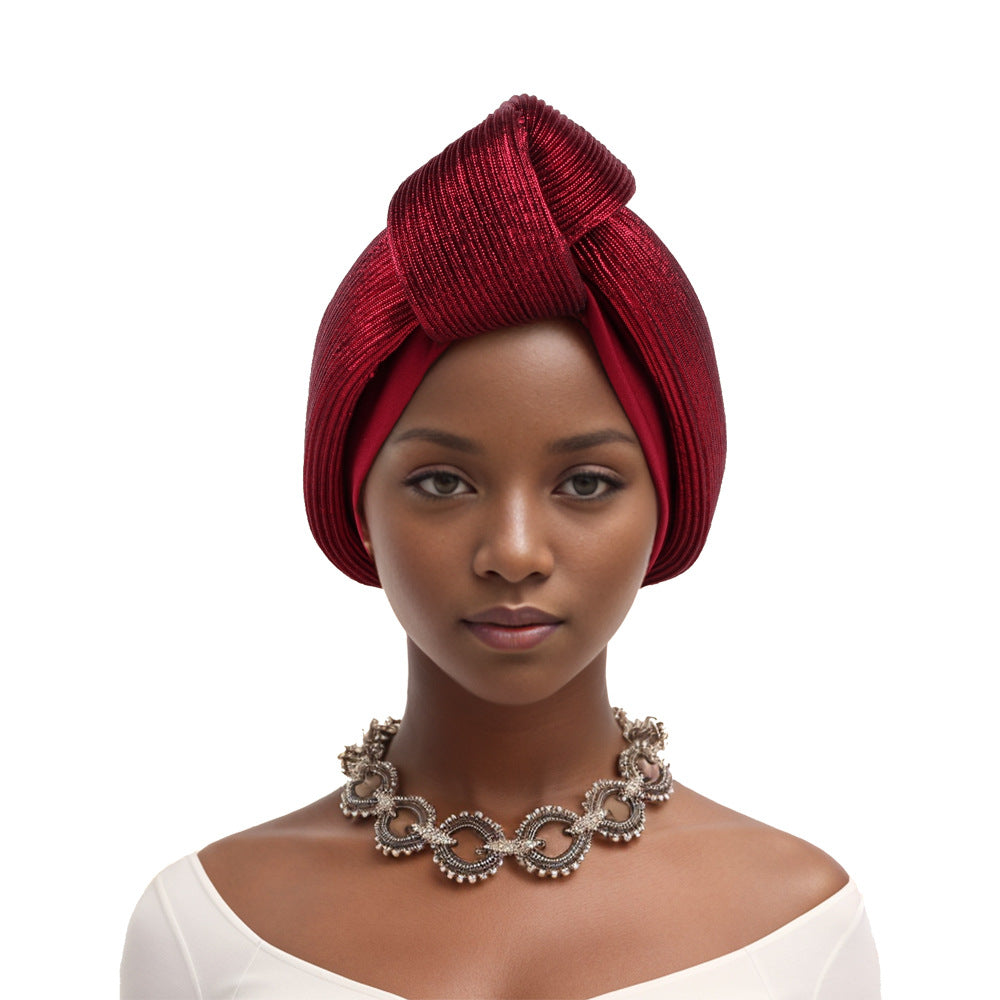 European and American fashion breathable wrinkle knotted African turban hat elastic comfortable turban hat