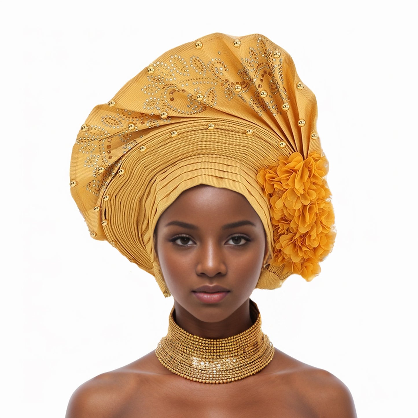 Adjustable Fashion Exquisite Handmade African Turban Hat Wedding Party Auto Gele