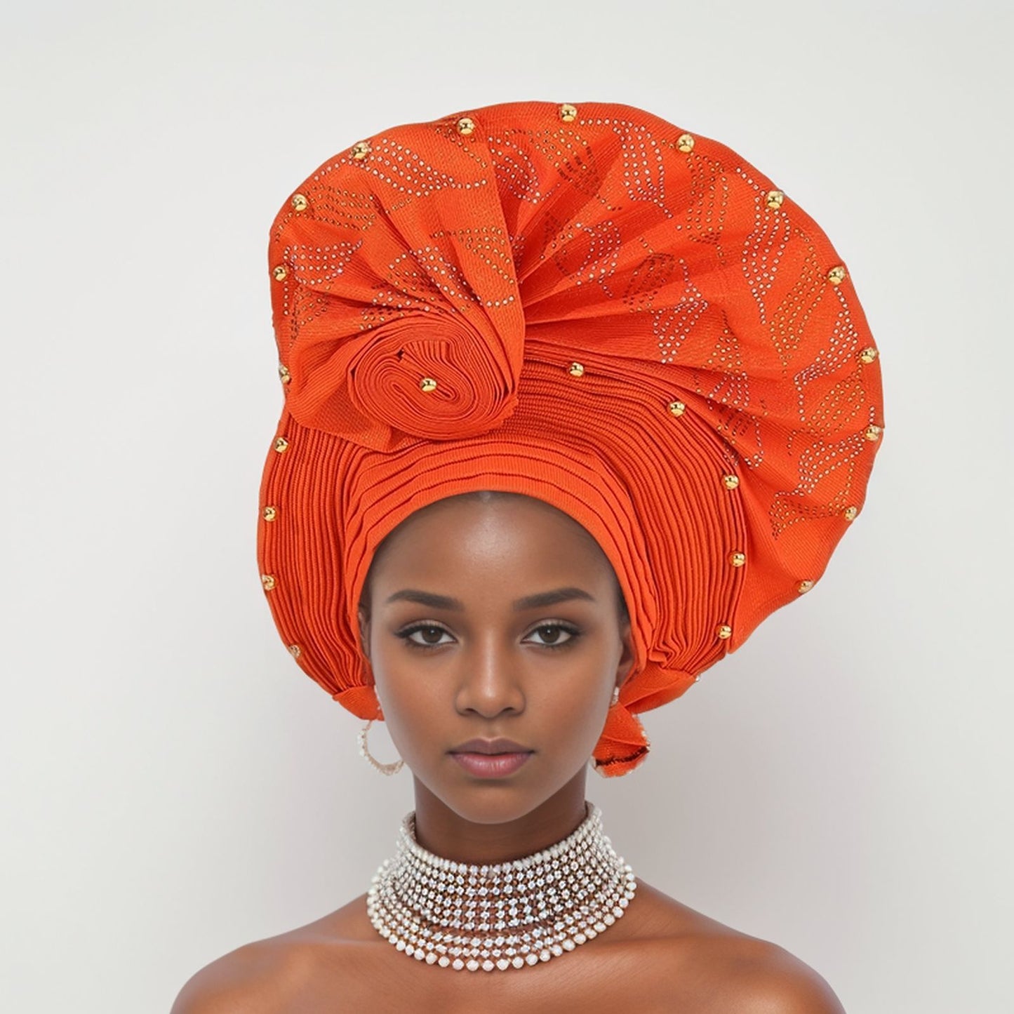 New Style Complex Craft Hot Drilling Nigerian Wedding African Headscarf Muslim Headdress Auto Gele