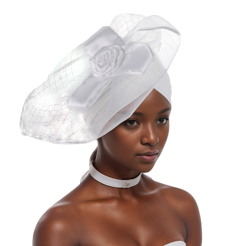 African Headscarf Elegant Exaggerated Large Flower Turban Muslim Hat Turban Hat